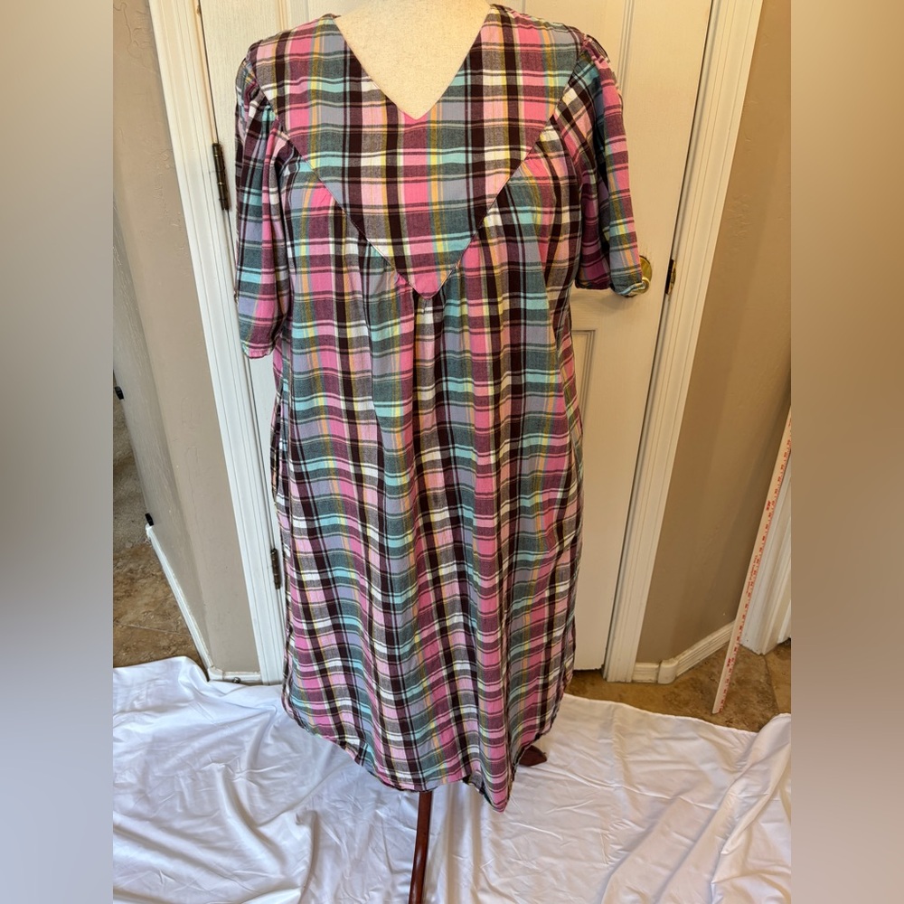 Vintage 100% Cotton Madrass Nightgown Housedress … - image 1